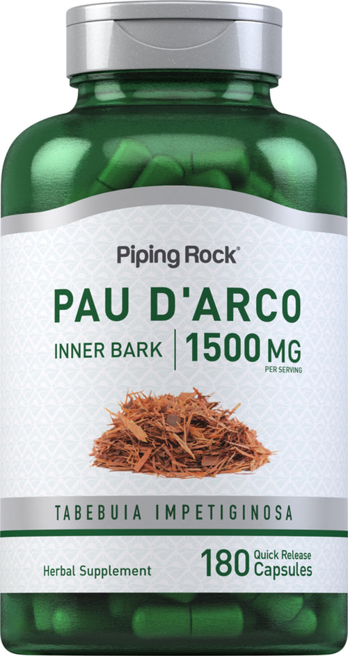 Pau d'Arco Inner Bark, 1500 mg (per serving), 180 Quick Release Capsules Bottle