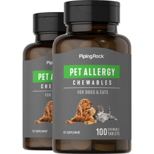 Pet Allergy for Dogs & Cats, 100 Chewable Tablets, 2  Bottles