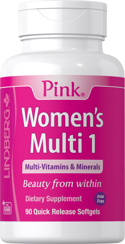 Pink Women's Multi 1 senza ferro 90 Capsule in gelatina molle a rilascio rapido       
