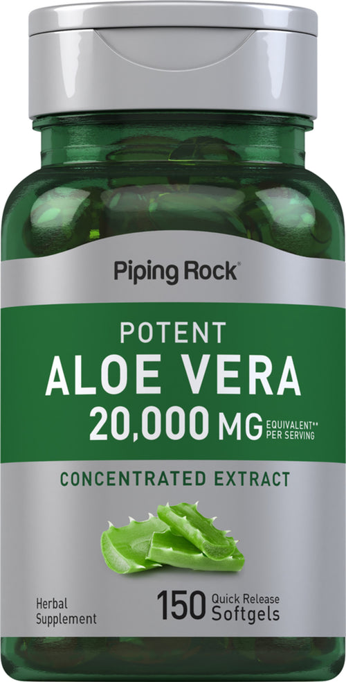 Aloe Vera potente  20,000 mg (por dose) 150 Gels de Rápida Absorção     