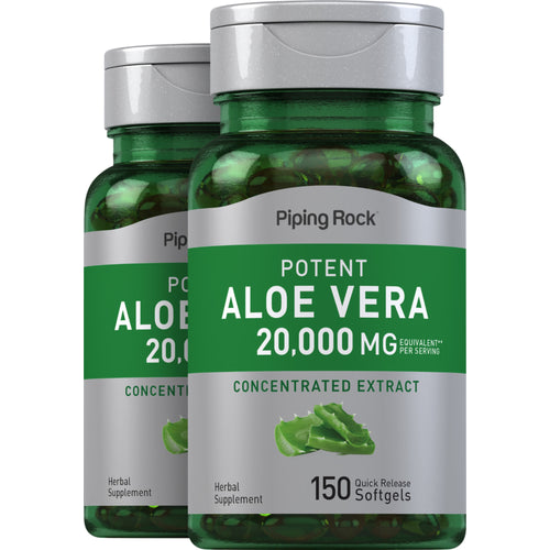Potent Aloe Vera, 20,000 mg (per serving), 150 Quick Release Softgels, 2  Bottles