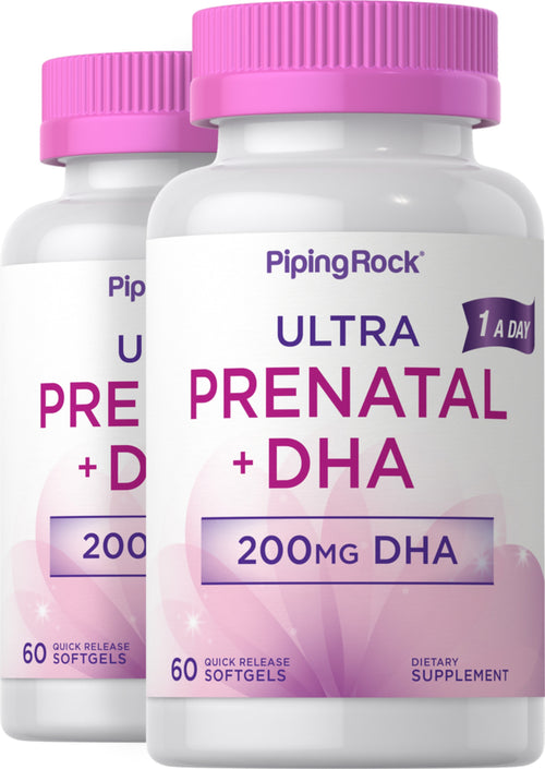 Multi-vitamines prénatales avec ADH,  60 Capsules molles à libération rapide 2 Bouteilles