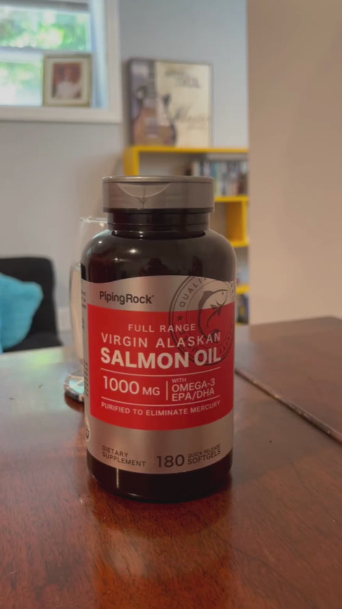 Salmon Oil 1000 mg Virgin Wild Alaskan Full Range, 180 Quick Release Softgels Video