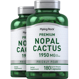 Figue de Barbarie de cactus Nopal (Opuntia ficus-indica) 1300 mg (par portion) 180 Gélules à libération rapide 2 Bouteilles    