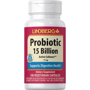 Probiotika, 14 stammer, 15 milliarder aktive celler pluss prebiotika 100 Vegetarianske kapsler       