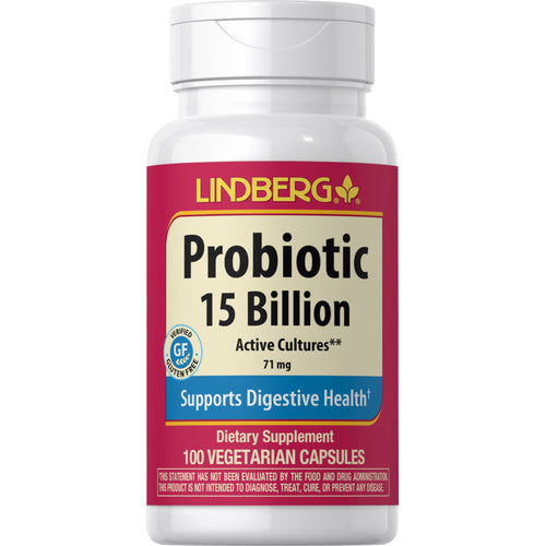 Probiotic 14 Strains 15 Billion Active Cells plus Prebiotic, 100 Vegetarian Capsules
