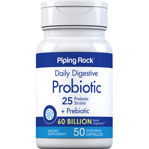 Probiotic 25 Strains 60 Billion Organisms plus Prebiotic, 50 Vegetarian Capsules