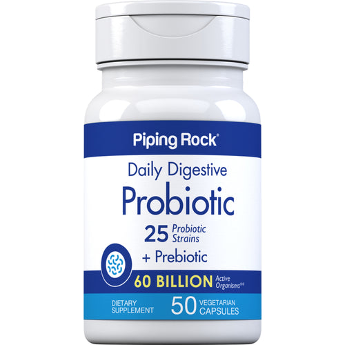 Probiotic 25 Strains 60 Billion Organisms plus Prebiotic, 50 Vegetarian Capsules