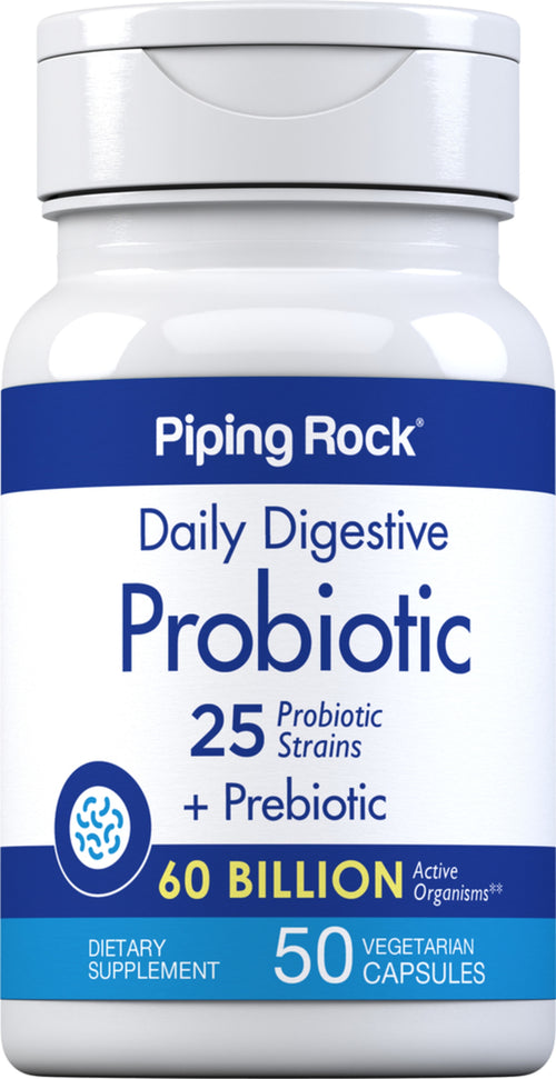 Probiotic 25 Strains 60 Billion Organisms plus Prebiotic, 50 Vegetarian Capsules