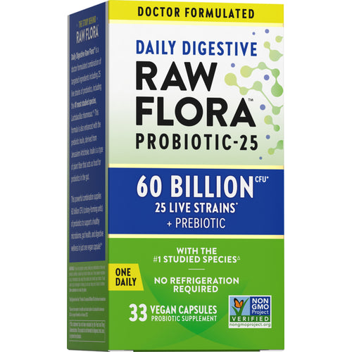 Probiotic 25 Strains 60 Billion plus Prebiotic, 33 Vegan Capsules