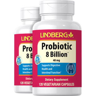 Probiotiques 8 milliards,  120 Gélules végétales 2 Bouteilles