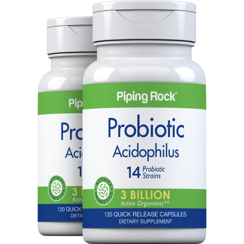 Complexe probiotiques-14 3 milliards d'organismes,  120 Gélules à libération rapide 2 Bouteilles