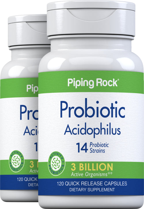 Complexe probiotiques-14 3 milliards d'organismes,  120 Gélules à libération rapide 2 Bouteilles