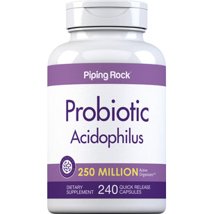 Probiotyk z bakteriami acidophilus, 250 milionów bakterii 240 Kapsułki o szybkim uwalnianiu       