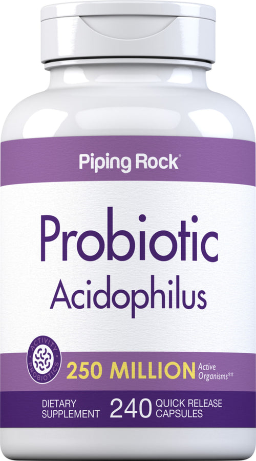Probiotisk acidophilus - 250 millioner organismer 240 Kapsler for hurtig frigivelse       