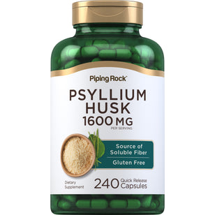 Psyllium Husks 1530 mg (ต่อการเสิร์ฟ) 240 แคปซูลแบบปล่อยตัวยาเร็ว     