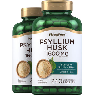 Psyllium Husks, 1600 mg (per serving), 240 Quick Release Capsules, 2  Bottles