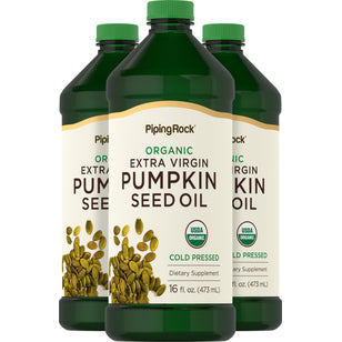 Pumpkin Seed Oil Cold Pressed (Organic), 16 fl oz (473 mL) Bottles, 3  Bottles