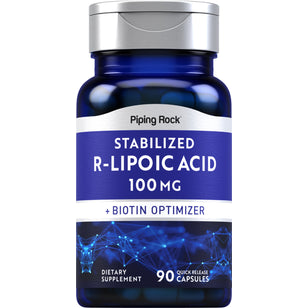 R-fraksjon alfaliposyre (stabilisert) pluss biotinoptimerer 100 mg 90 Hurtigvirkende kapsler     