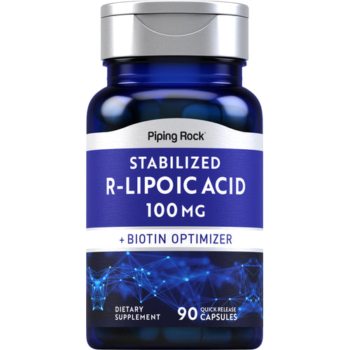 Ácido alfa r-lipoico (estabilizado) y optimizador de biotina 100 mg 90 Cápsulas de liberación rápida     