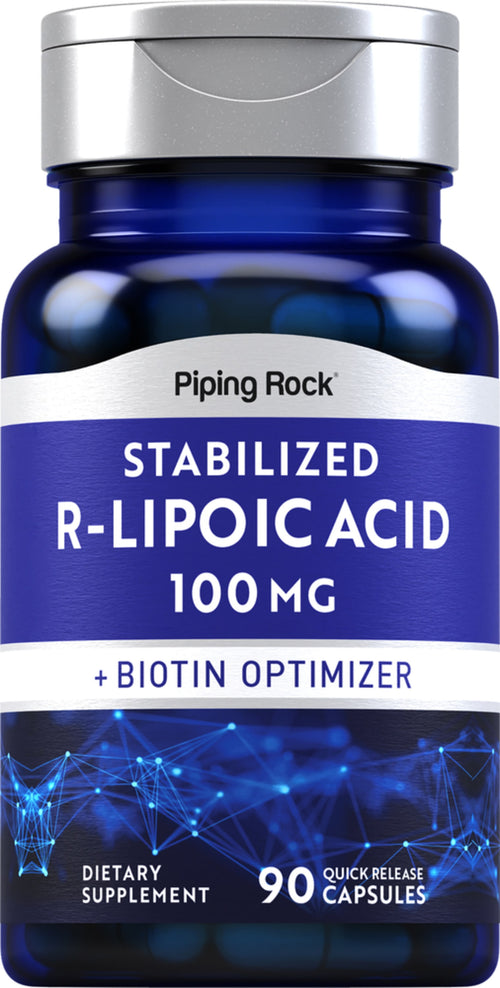 Ácido lipoico Alfa-R (estabilizado) + Otimizador de biotina 100 mg 90 Cápsulas de Rápida Absorção     
