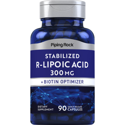 Kwas R-alfa liponowy (stabilizowany) plus optymalizator biotyny 300 mg 90 Kapsułki o szybkim uwalnianiu     
