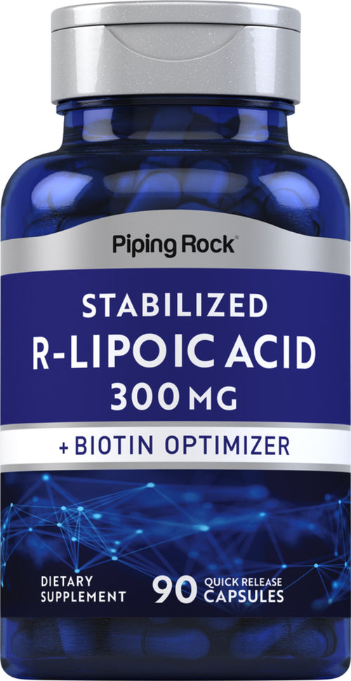Ácido lipoico Alfa-R (estabilizado) + Otimizador de biotina 300 mg 90 Cápsulas de Rápida Absorção     