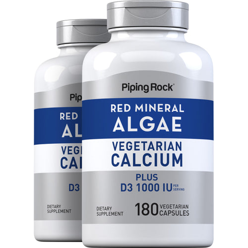 Red Mineral Algae (Aquamin Plant Based Calcium), 180 Vegetarian Capsules, 2  Bottles