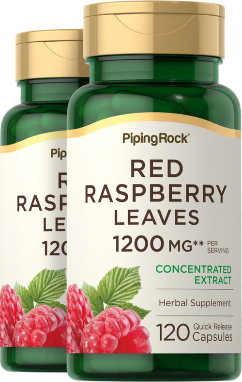 Red Raspberry Leaves, 1200 mg (per serving), 120 Quick Release Capsules, 2  Bottles
