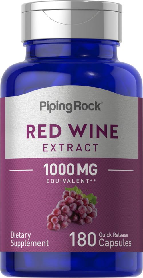 Red Wine Extract, 1000 mg, 180 Quick Release Capsules Bottle