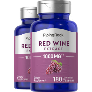 Extrait de raisin rouge ,  1000 mg 180 Gélules à libération rapide 2 Bouteilles