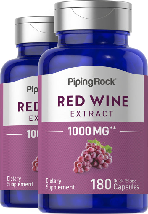 Extrait de raisin rouge ,  1000 mg 180 Gélules à libération rapide 2 Bouteilles