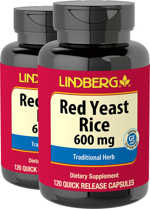 Levure de Riz Rouge,  600 mg 120 Gélules à libération rapide 2 Bouteilles