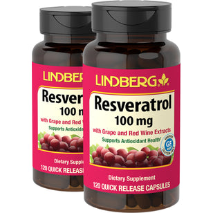 Resvératrol,  100 mg 120 Gélules à libération rapide 2 Bouteilles