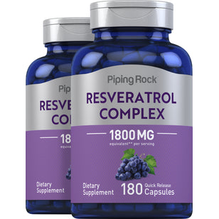 Resveratrol Defense 1800 mg 180 Cápsulas de liberación rápida 2 Botellas/Frascos   