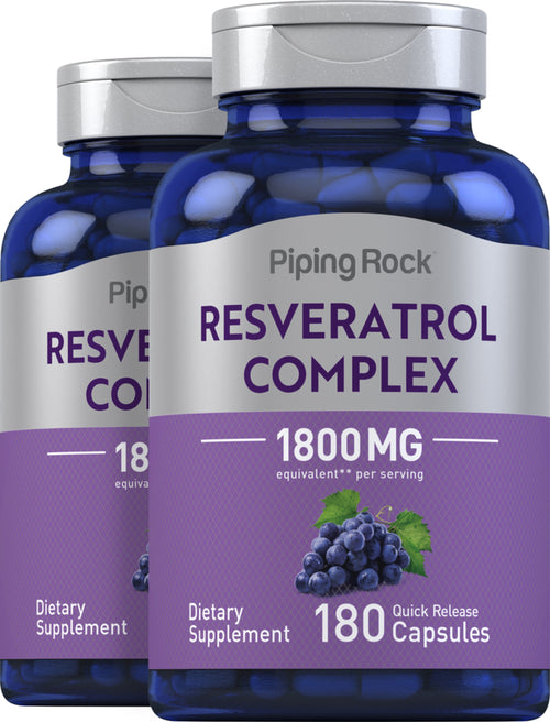 Resveratrol Defense 1800 mg 180 Cápsulas de liberación rápida 2 Botellas/Frascos   