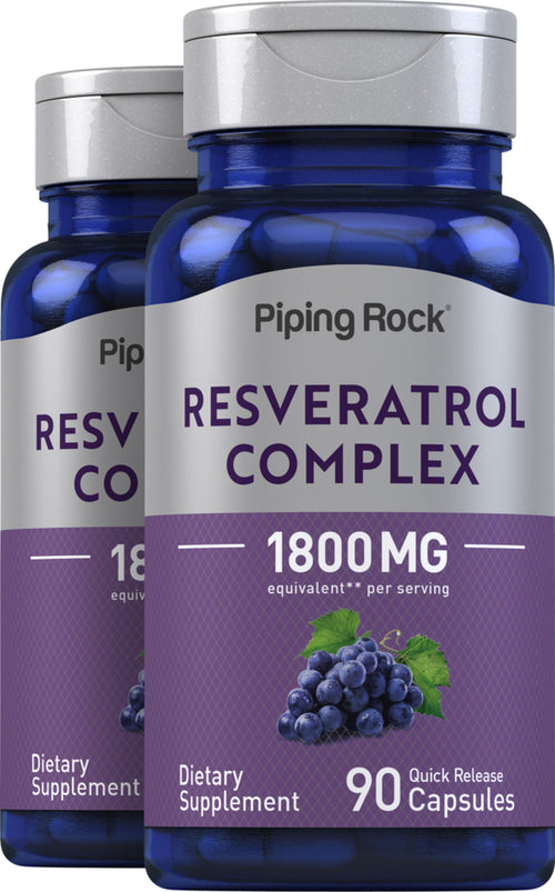 Resveratrol Complex, 1800 mg (per serving), 90 Quick Dissolving Tablets, 2  Bottles