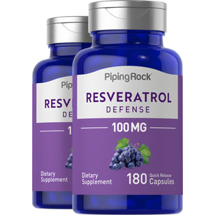 Resveratrol Défense,  100 mg 180 Gélules à libération rapide 2 Bouteilles