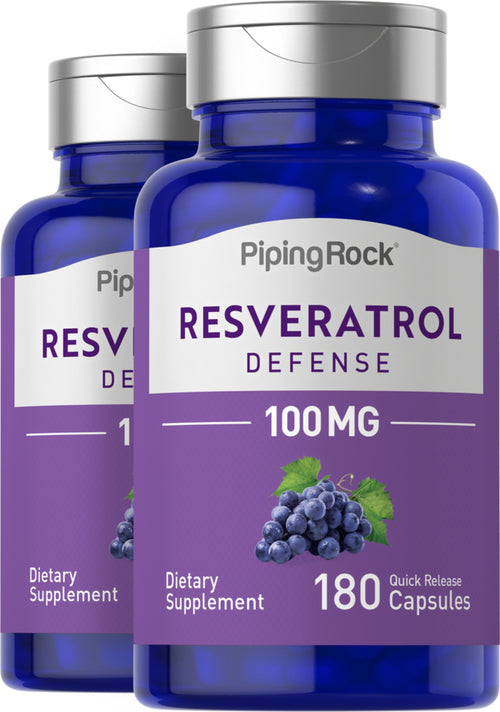 Resveratrol Défense,  100 mg 180 Gélules à libération rapide 2 Bouteilles