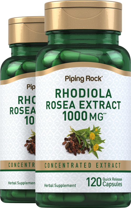 Rhodiola Rosea,  1000 mg 120 Gélules à libération rapide 2 Bouteilles
