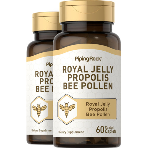 Royal Jelly, Propolis & Bee Pollen, 60 Coated Caplets, 2  Bottles