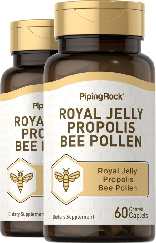 Gelée royale, propolis et pollen d'abeille,  60 Comprimés enrobés 2 Bouteilles