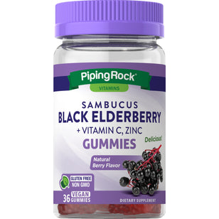 Sambucus Black Elderberry with C & Zinc (Natural Berry), 36 Vegan Gummies