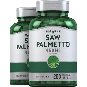 Saw Palmetto, 450 mg, 250 Quick Release Capsules, 2  Bottles