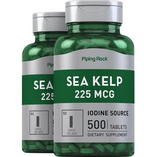 Sea Kelp (Iodine Source), 225 mcg, 500 Tablets, 2  Bottles