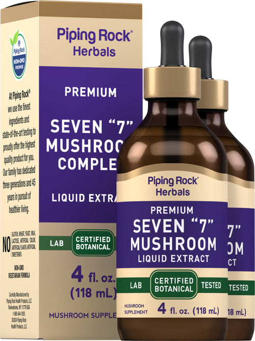 Seven "7" Mushroom Liquid Extract, 4 fl oz (118 mL) Dropper Bottles, 2  Bottles