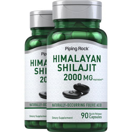 Extrait de Shilajit,  2000 mg 90 Gélules à libération rapide 2 Bouteilles