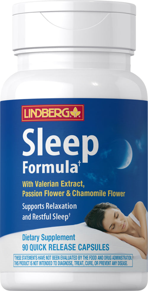 อาหารเสริมช่วยการนอนหลับ Sleep Formula ที่มีส่วนประกอบของวาเลอเรียน พลัส 90 แคปซูลแบบปล่อยตัวยาเร็ว       