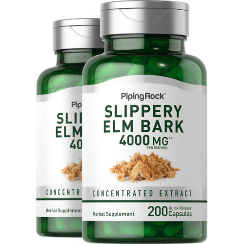 Slippery Elm Bark, 4000 mg (per serving), 200 Quick Release Capsules, 2  Bottles