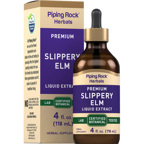 Slippery Elm Liquid Extract Alcohol Free, 4 fl oz (118 mL) Dropper Bottle